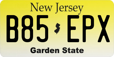 NJ license plate B85EPX