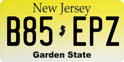 NJ license plate B85EPZ