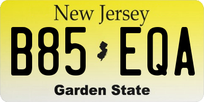 NJ license plate B85EQA
