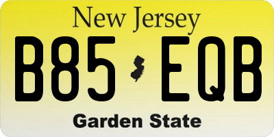 NJ license plate B85EQB