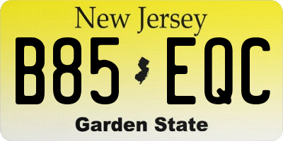 NJ license plate B85EQC