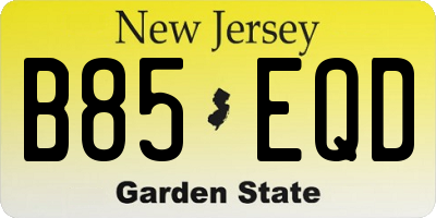 NJ license plate B85EQD