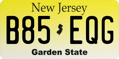 NJ license plate B85EQG