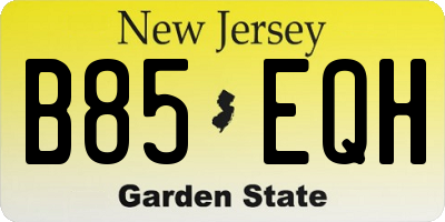 NJ license plate B85EQH