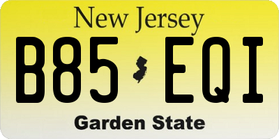 NJ license plate B85EQI