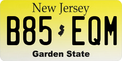 NJ license plate B85EQM