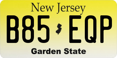 NJ license plate B85EQP