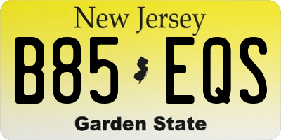 NJ license plate B85EQS