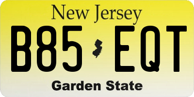 NJ license plate B85EQT