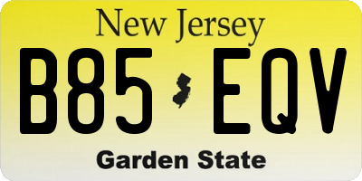 NJ license plate B85EQV