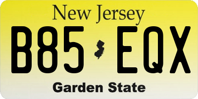 NJ license plate B85EQX