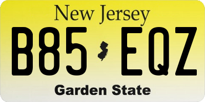 NJ license plate B85EQZ