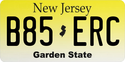 NJ license plate B85ERC