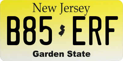 NJ license plate B85ERF
