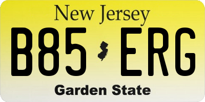 NJ license plate B85ERG