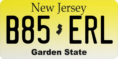 NJ license plate B85ERL