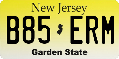 NJ license plate B85ERM