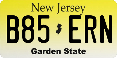 NJ license plate B85ERN