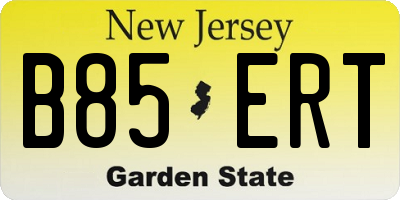 NJ license plate B85ERT