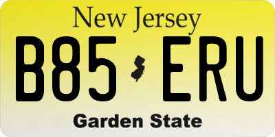 NJ license plate B85ERU