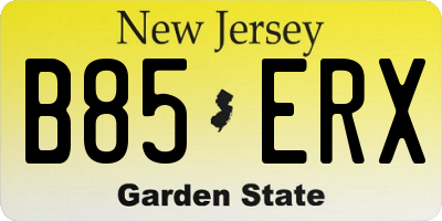NJ license plate B85ERX