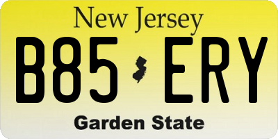 NJ license plate B85ERY