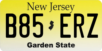 NJ license plate B85ERZ