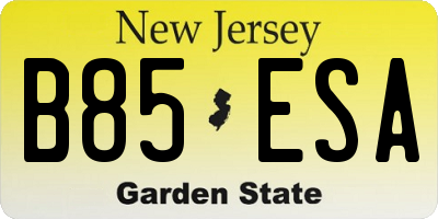NJ license plate B85ESA