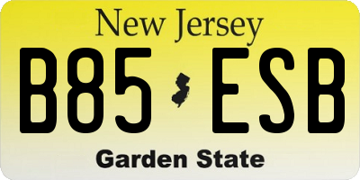 NJ license plate B85ESB