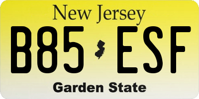 NJ license plate B85ESF