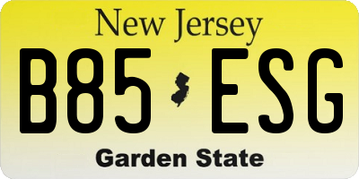 NJ license plate B85ESG