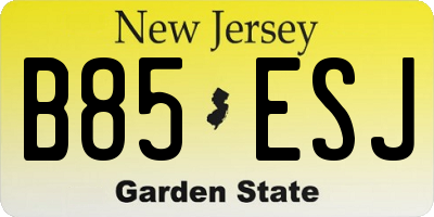 NJ license plate B85ESJ