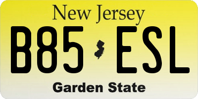 NJ license plate B85ESL