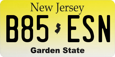 NJ license plate B85ESN