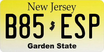 NJ license plate B85ESP