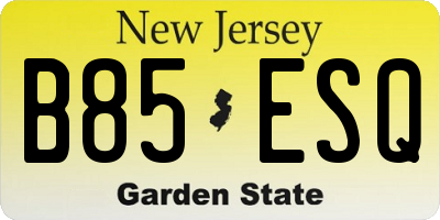 NJ license plate B85ESQ