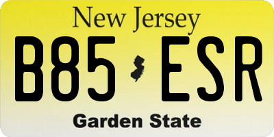 NJ license plate B85ESR