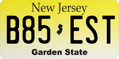 NJ license plate B85EST