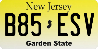 NJ license plate B85ESV