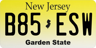 NJ license plate B85ESW