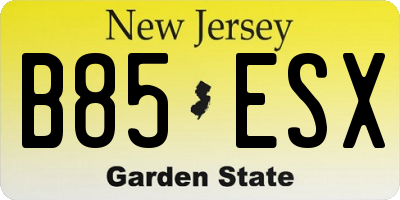 NJ license plate B85ESX