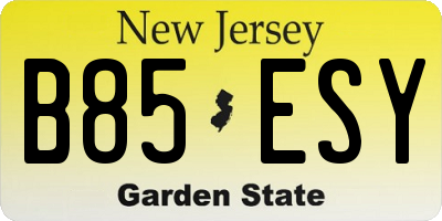 NJ license plate B85ESY