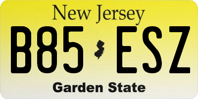 NJ license plate B85ESZ