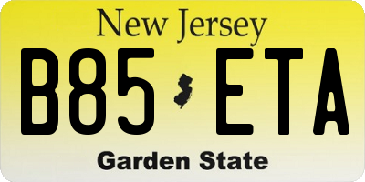 NJ license plate B85ETA
