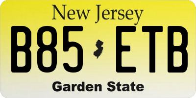 NJ license plate B85ETB