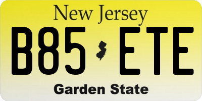 NJ license plate B85ETE
