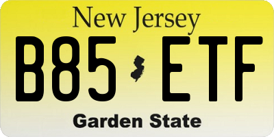 NJ license plate B85ETF