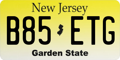 NJ license plate B85ETG