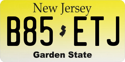 NJ license plate B85ETJ