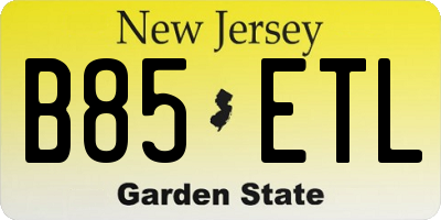 NJ license plate B85ETL